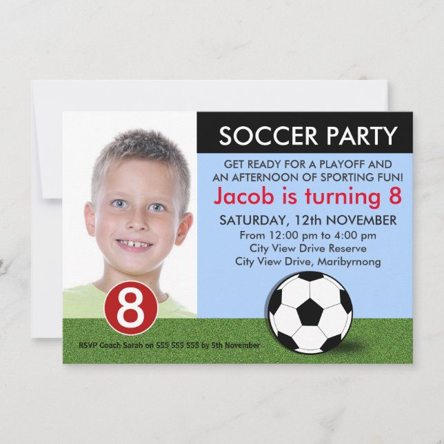 Invitation pour l'anniversaire du soccer photo de  (Devant)