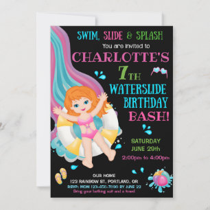 Invitation pour l'anniversaire du toboggan Splish