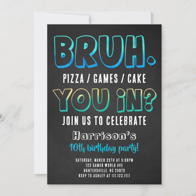Invitation pour l'anniversaire d'un garçon, fête d (Devant)
