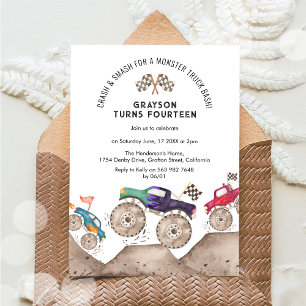 Invitation pour l'anniversaire Monster Truck