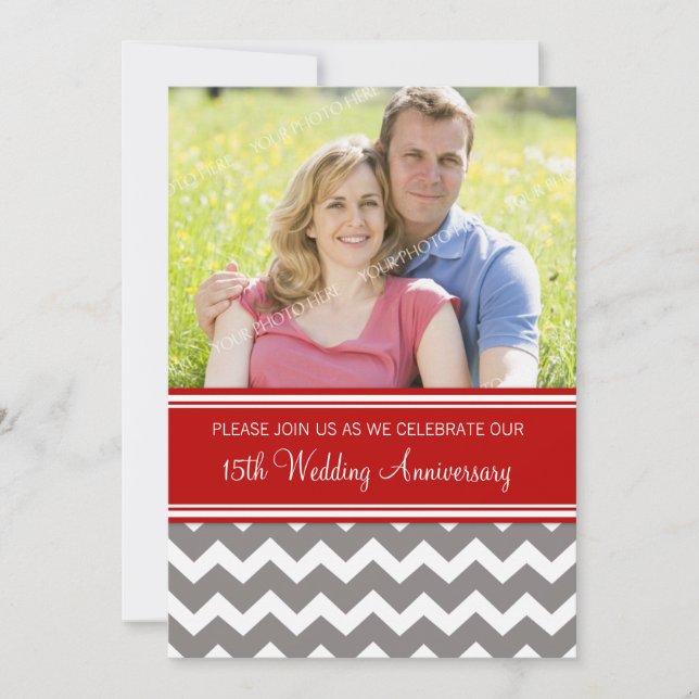 Invitation pour le 15e anniversaire de mariage en  (Devant)