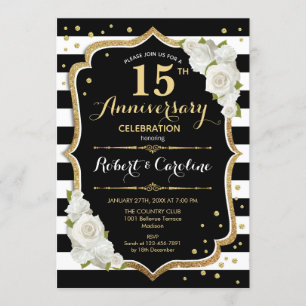 Invitation pour le 15e Anniversaire - Noir Blanc O