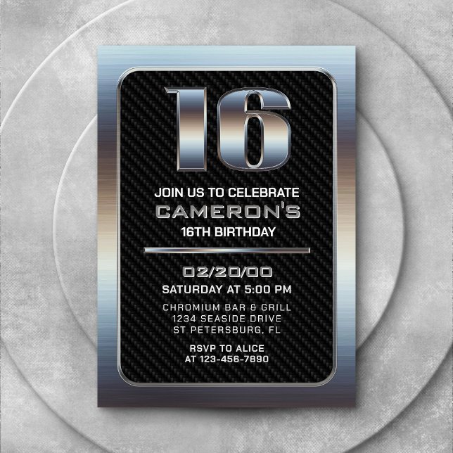 Invitation pour le 16e anniversaire du garçon (Créateur téléchargé)