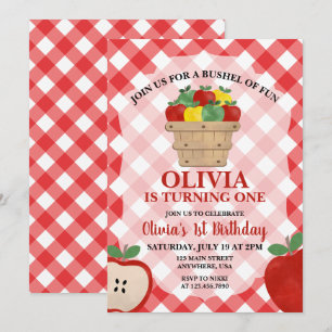 Invitation pour le 1er anniversaire Apple Bushel o