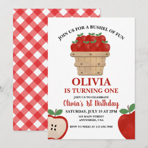 Invitation pour le 1er anniversaire Apple Bushel o