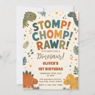 Invitation pour le 1er anniversaire de dinosaure