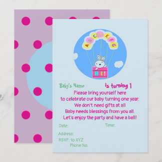 Invitation pour le 1er anniversaire du bébé person