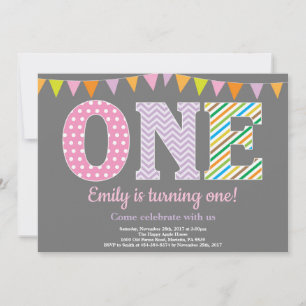 Invitation pour le 1er anniversaire. Fille Premier