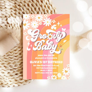 Invitation pour le 1er anniversaire Groovy Rainbow