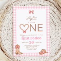 Invitation pour le 1er anniversaire Pink First Rod