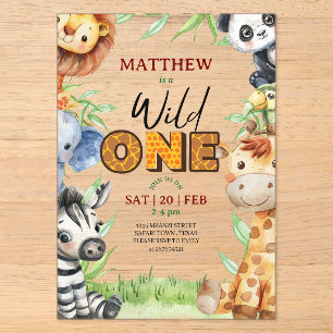 Invitation pour le 1er anniversaire Wild One Jungl