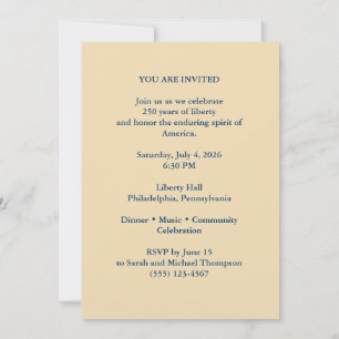 Invitation pour le 250e anniversaire de la liberté