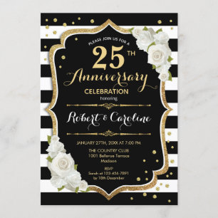 Invitation pour le 25e Anniversaire - Noir Blanc O