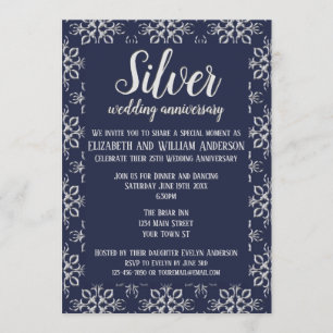 Invitation pour le 25ème Anniversaire Élégant Bleu