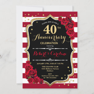 Invitation pour le 40e Anniversaire - Rouge Or Noi