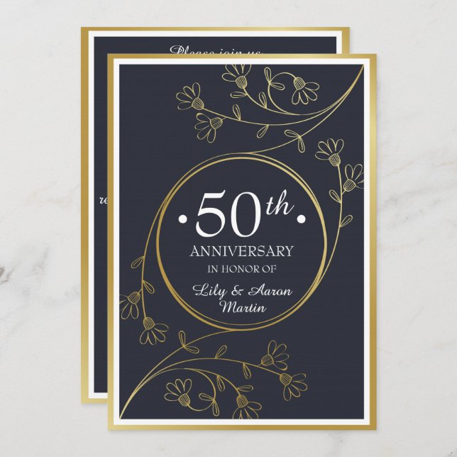 Invitation pour le 50e anniversaire de mariage Fle (Devant / Derrière)