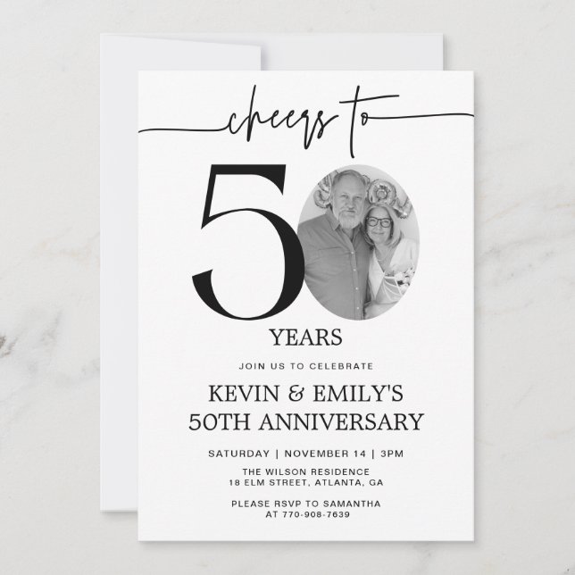 Invitation pour le 50e anniversaire de mariage Sim (Devant)