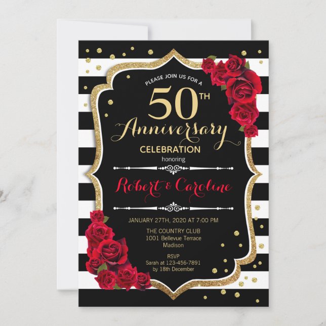 Invitation pour le 50e anniversaire des rayures no (Devant)