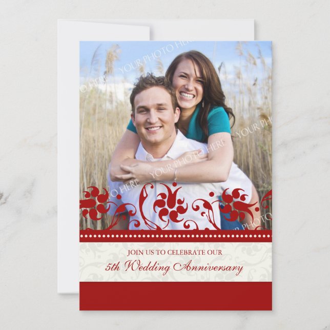 Invitation pour le 5ème anniversaire avec photo fl (Devant)