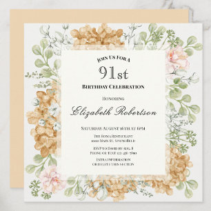 Invitation pour le 91e anniversaire dans des coule
