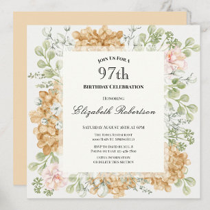 Invitation pour le 97e anniversaire dans des coule