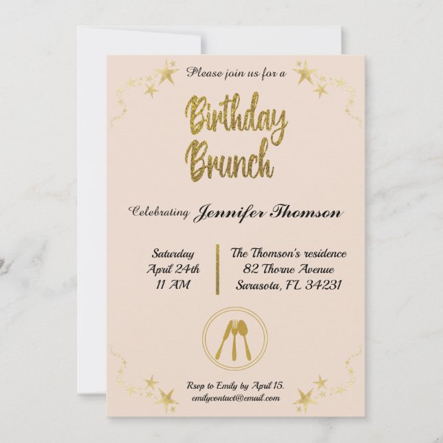 Invitation pour le brunch d'anniversaire (Devant)