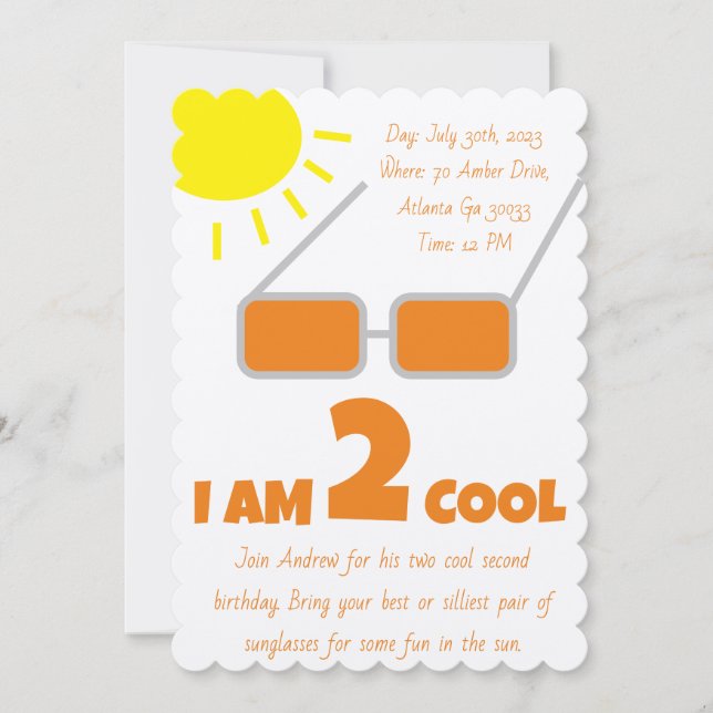 Invitation pour le deuxième anniversaire (Devant)