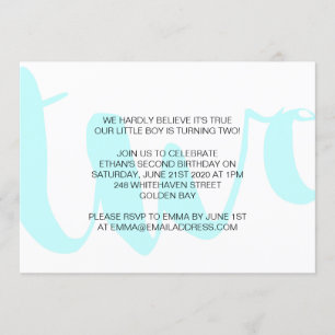 Invitation pour le deuxième anniversaire des garço