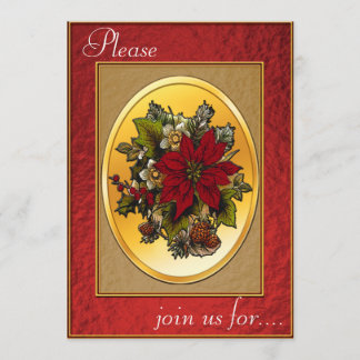 Invitation pour le dîner de Noël - Poinsettia
