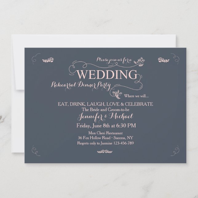 Invitation pour le dîner de répétition Mariage (Devant)