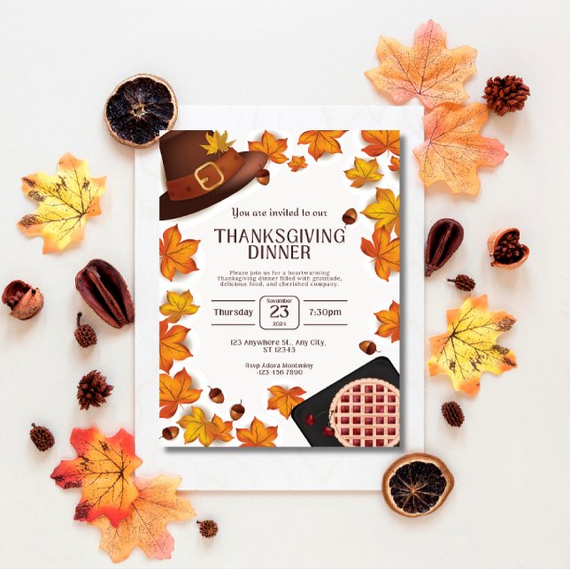 Invitation pour le dîner de Thanksgiving d'automne (Créateur téléchargé)