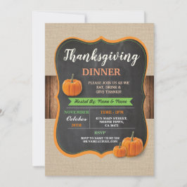 Invitation pour le dîner de Thanksgiving sur bois 