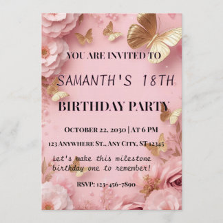 Invitation pour le Jardin Papillon en Or Rose