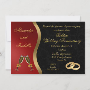 Invitation pour le jubilé d'or - Noir Rouge & Or