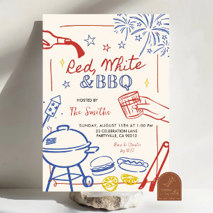 Invitation pour le Memorial Day Red, White et BBQ