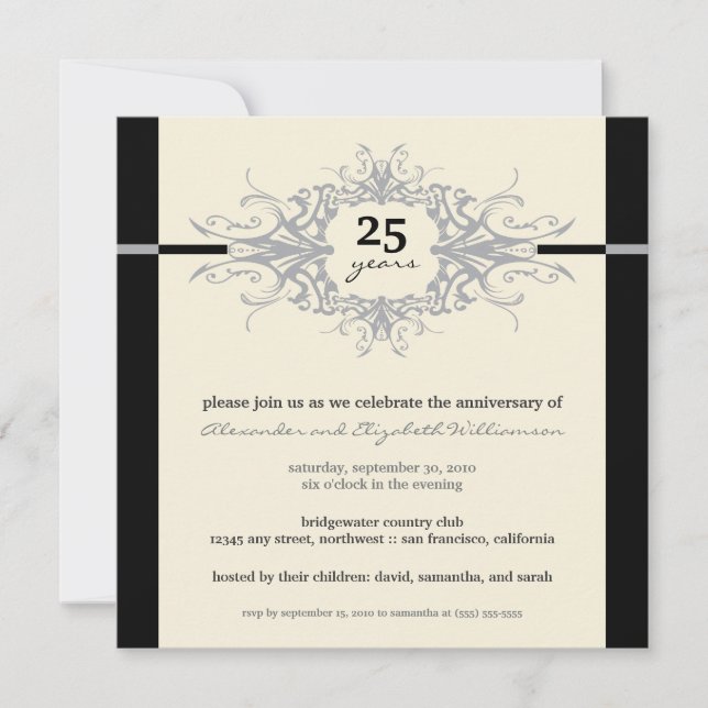Invitation pour le Nouveau Anniversaire (argent) (Devant)