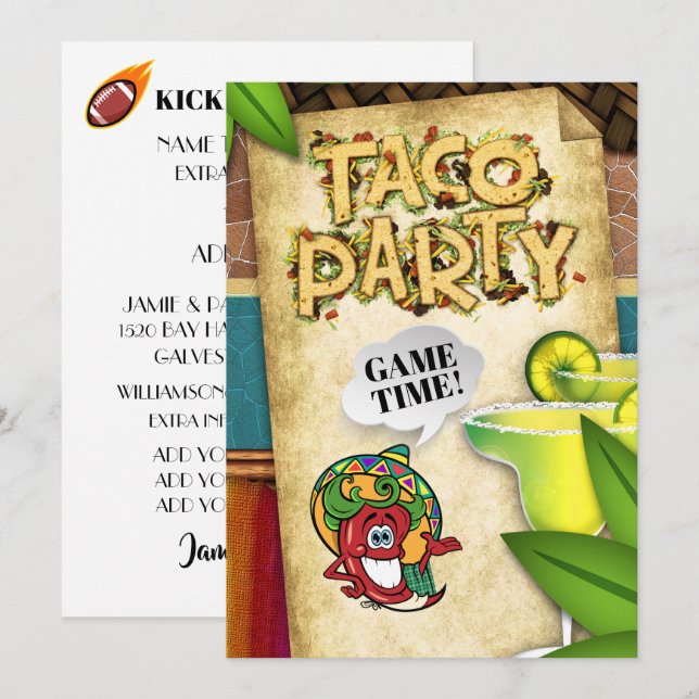 Invitation pour le Nouvel An de football Fiesta Ta (Devant / Derrière)
