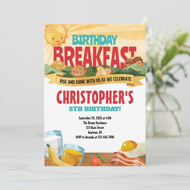 Invitation pour le petit déjeuner d'anniversaire (Debout devant)