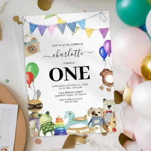 Invitation pour le premier anniversaire avec jeu d