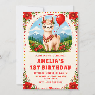 Invitation pour le premier anniversaire d'alpaca à