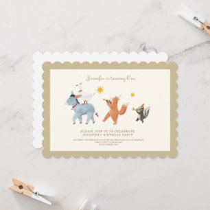 Invitation pour le premier anniversaire d'animaux 