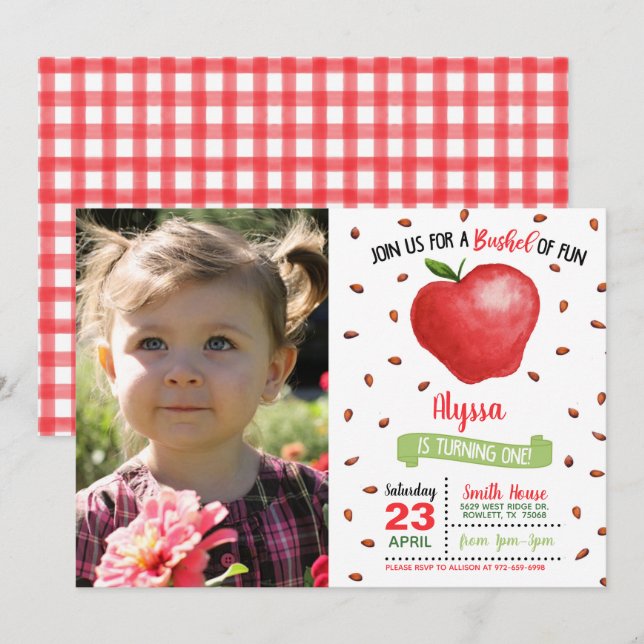 Invitation pour le premier anniversaire d'Apple av (Devant / Derrière)