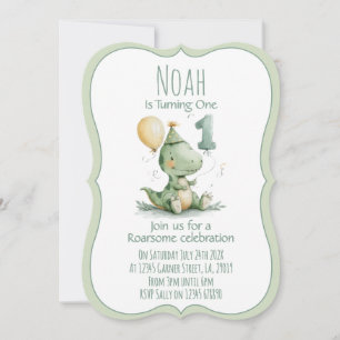 Invitation pour le premier anniversaire de dinosau