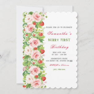 Invitation pour le premier anniversaire de fraise