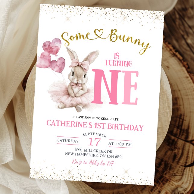 Invitation pour le premier anniversaire de la lapi (Créateur téléchargé)