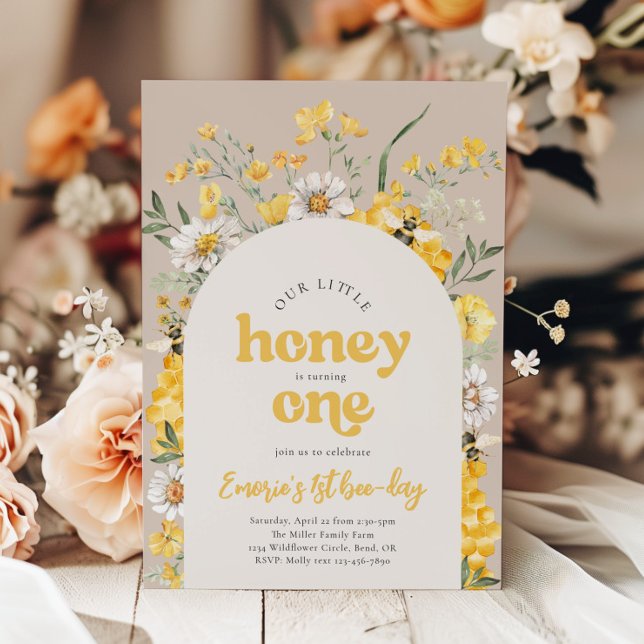 Invitation pour le premier anniversaire de l'abeil (Créateur téléchargé)