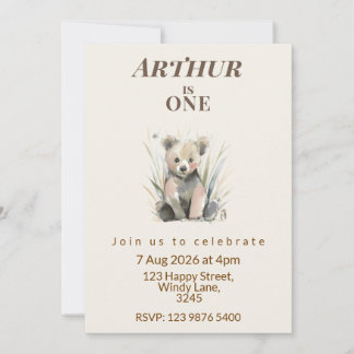 Invitation pour le premier anniversaire de l'ours