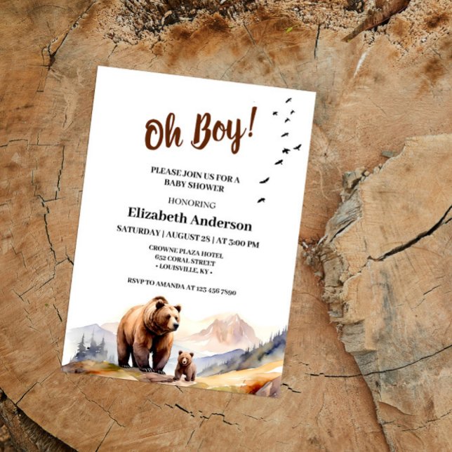 Invitation pour le premier anniversaire de l'ours  (Créateur téléchargé)