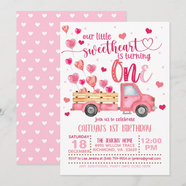 Invitation pour le premier anniversaire de notre p (Devant / Derrière)