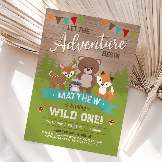 Invitation pour le premier anniversaire de Woodlan (Woodland First Birthday Invitation)